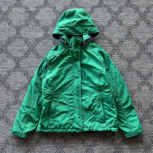 L.L. Bean Jackets & Blazers - LL Bean Jacket Womens‎ Medium Green Fleece 3-in-1 Hooded Outdoor Gorpcore